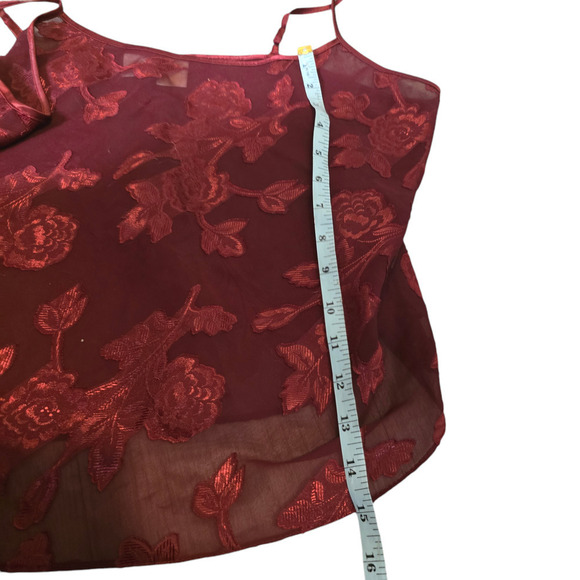 Vintage 90s sheer floral deep red lingerie pajama set size medium - Picture 8 of 11